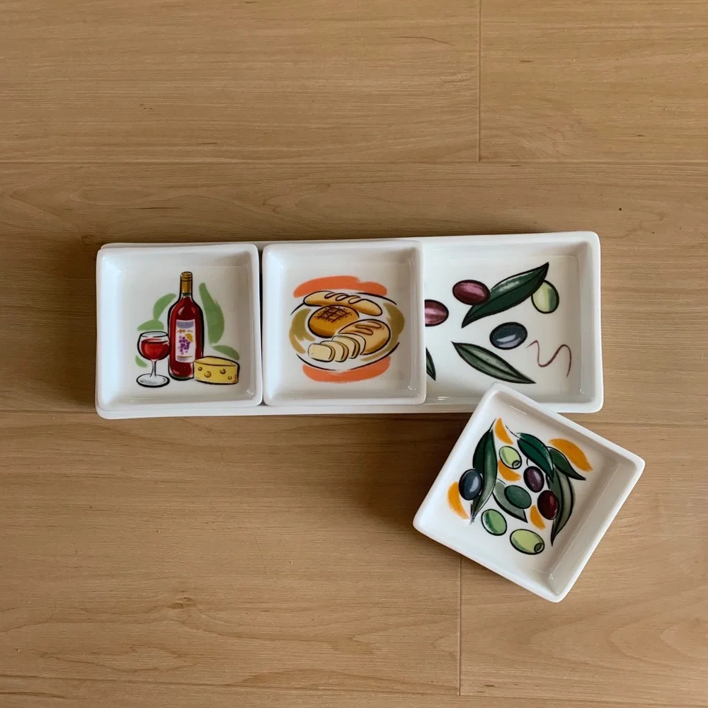 VINTAGE CHINA PORCELAIN BREAD & OIL DIPPING SET 2 SPREADERS